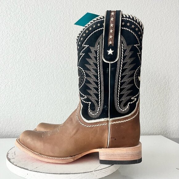 Lane RODEO HOUSTON Mens Cowboy Boots Size 11 Brown Leather Western Blunt Toe - Picture 4 of 12